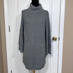 UGG Grey Turtleneck Sweater/Tunic/Dress 100% Cotton Chunky Knit Cozy Size Large